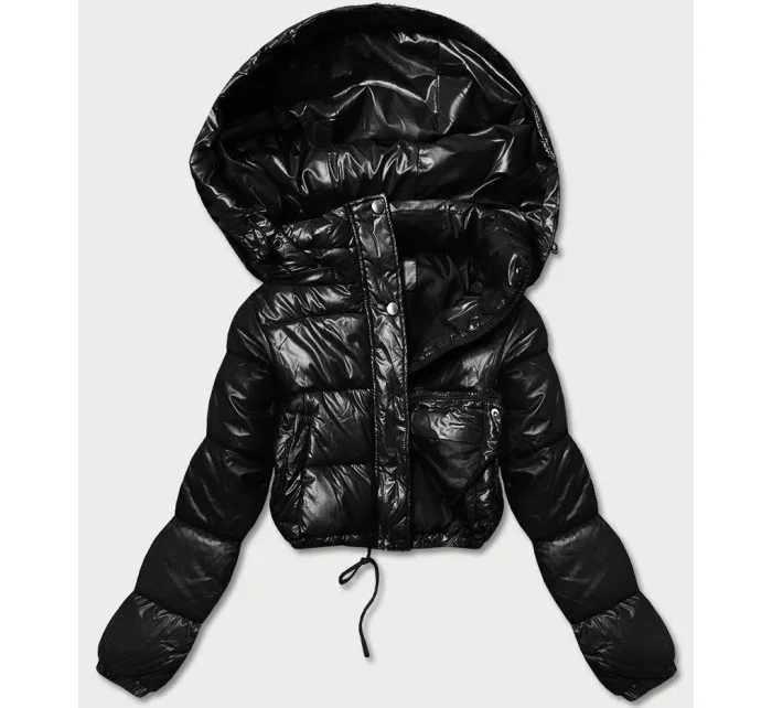 Čierna krátka páperová bunda (d2-3831-1)