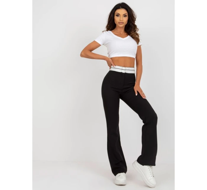 Čierne látkové nohavice do zvonu bez vreciek (DHJ-SP-6971.33P) Čierne látkové nohavice do zvonu bez vreciek (DHJ-SP-6971.33P)