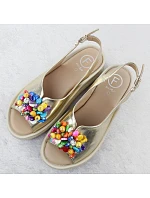 Dámske kožené sandále Filippo DS6983 s korálkami a zlatou metalízou