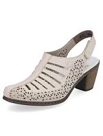 Kožené sandály na podpatku W model 22050556 beige - Rieker Kožené sandály na podpatku W model 22050556 beige - Rieker