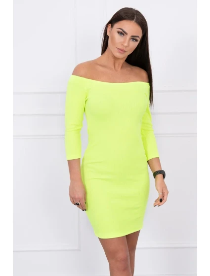 Pruhované vypasované šaty žlté neónové Pruhované vypasované šaty žlté neónové