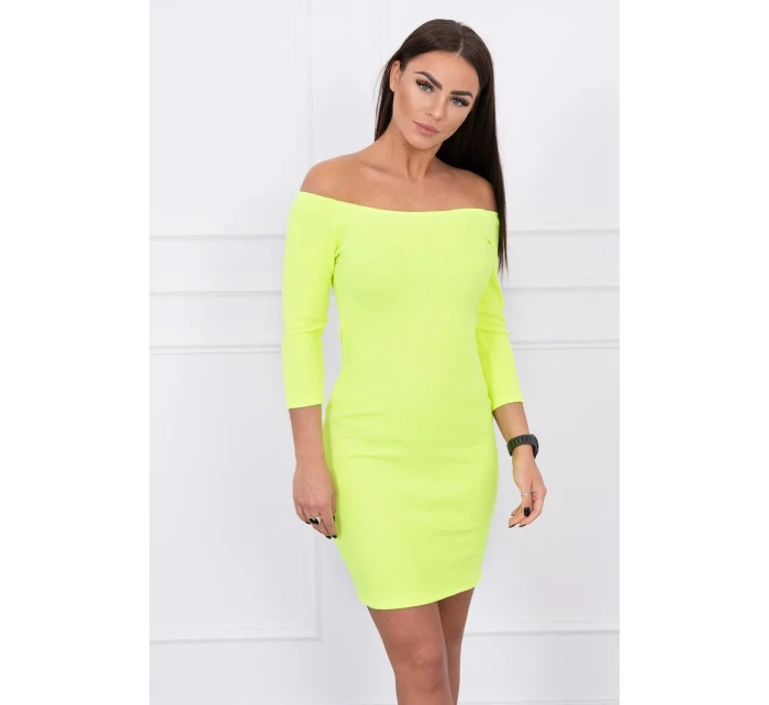 Pruhované vypasované šaty žlté neónové Pruhované vypasované šaty žlté neónové