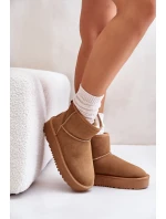 Skórzane Zamszowe Śniegowce Na Platformie Za Kostkę Camel Rianaella Skórzane Zamszowe Śniegowce Na Platformie Za Kostkę Camel Rianaella