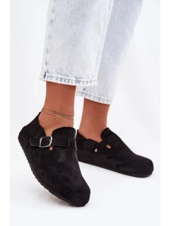 Dámské semišové ekologické polobotky s přezkou Černé Ismora