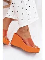 Dámské nazouváky na platformě s průhledným páskem Oranžové Zolretia