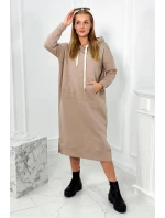 Dlouhé šaty s kapucí  béžová model 21859208 - Kesi
