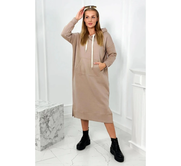 Dlouhé šaty s kapucí  béžová model 21859208 - Kesi