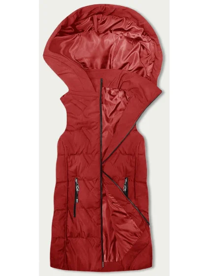 Červená dámská vesta s kapucí model 19425137 - S'WEST Červená dámská vesta s kapucí model 19425137 - S'WEST