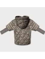 Dámska ľahká bunda Minority s pletenými rukávmi Dark Beige (M2-6701-62)