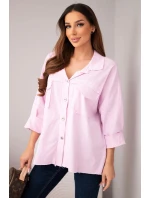 Dámská bavlněná košile s kapsami světle fialová