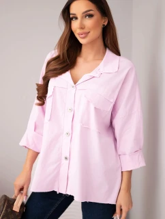 Dámske bavlnené tričko s vreckami svetlo fialové