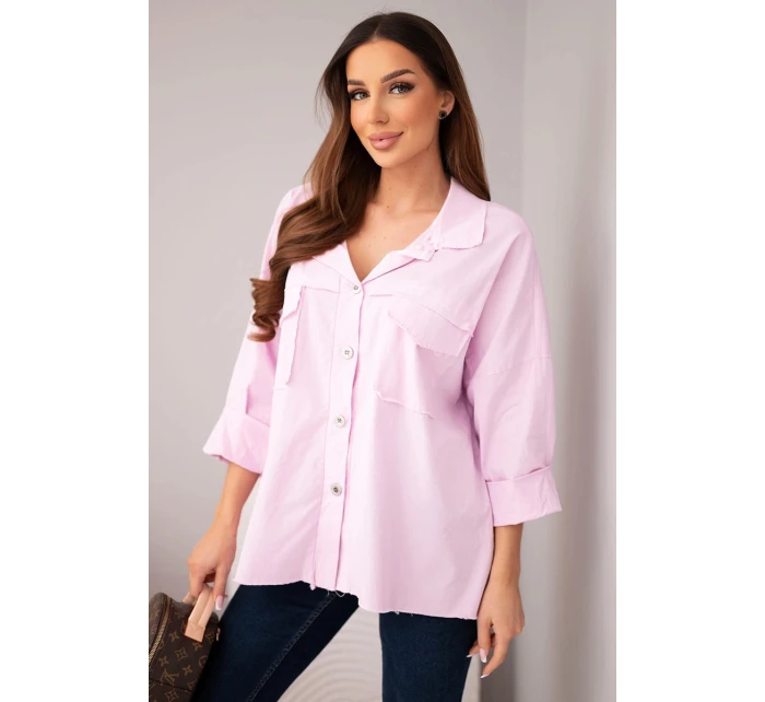 Dámská bavlněná košile s kapsami světle fialová