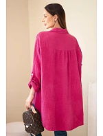 Bavlněná mušelínová košile Plus Size švestková