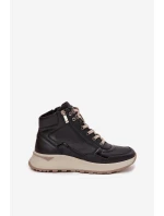 Sportovní dámské boty na platformě z přírodní kůže model 21713749 Černé - Zazoo