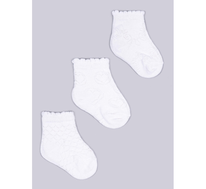 Yoclub Dievčenské žakárové ponožky 3-pack SKL-0001G-0100 White