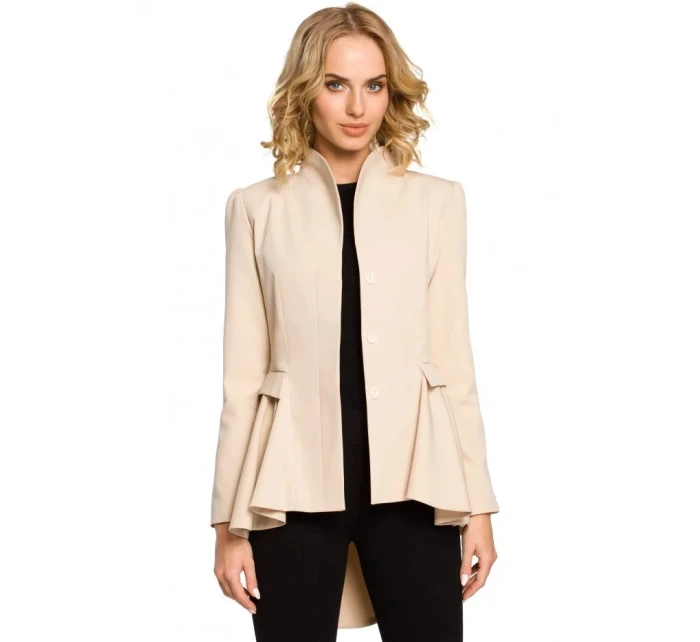 Asymetrický frak s golierom a zapínaním na gombíky M165 - čierny - Moe