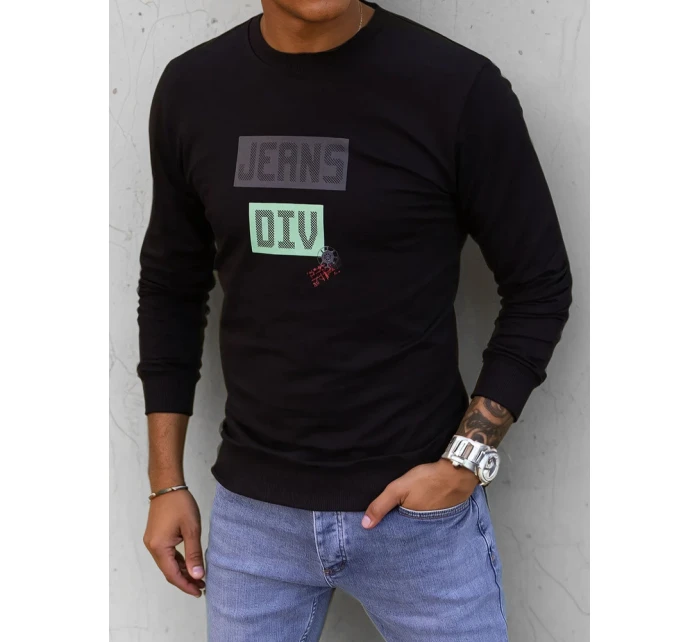 Pánska mikina s potlačou čierna FashionStreet BX5376 Pánska mikina s potlačou čierna FashionStreet BX5376