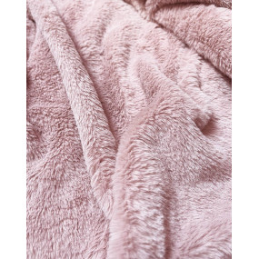 Dámska semišová bunda ramoneska v púdrovo ružovej farbe s kožušinou (6501)