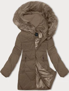 Béžová dámska zimná bunda s kapucňou J Style (16M9099-62)