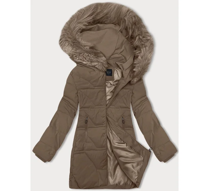 Béžová dámska zimná bunda s kapucňou J Style (16M9099-62) Béžová dámska zimná bunda s kapucňou J Style (16M9099-62)