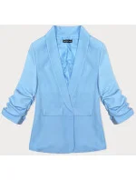 Světle modré tenké sako s nařasenými rukávy model 19749871 - MADE IN ITALY