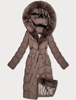 Dámska zimná bunda s kožušinou S'West hnedá (B8525-48)