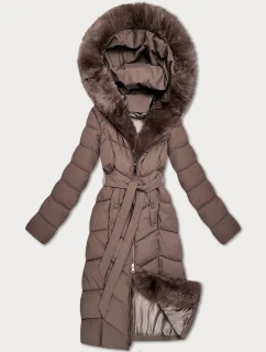 Hnedá dámska zimná bunda s kožušinovým panelom S'West (B8525-48)
