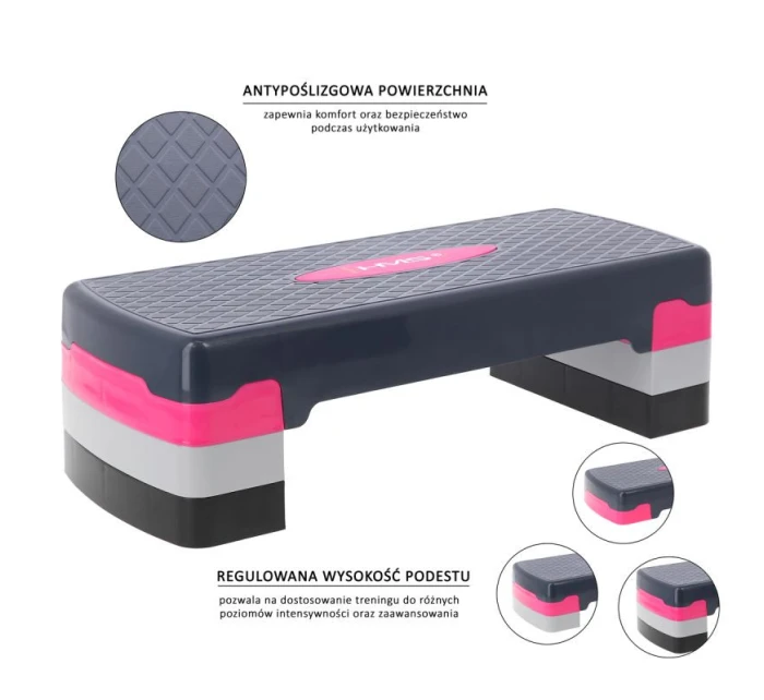 HMS aerobikový stepper model AS002 v ružovej/šedej farbe HMS aerobikový stepper model AS002 v ružovej/šedej farbe
