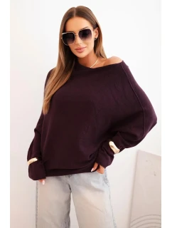 Dámsky asymetrický viskózový netopierí sveter tmavo fialový