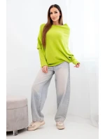Dámsky asymetrický viskózový sveter bat pistáciová