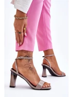 Lakierowane Sandały Na Obcasie Szare Owen Lakierowane Sandały Na Obcasie Szare Owen