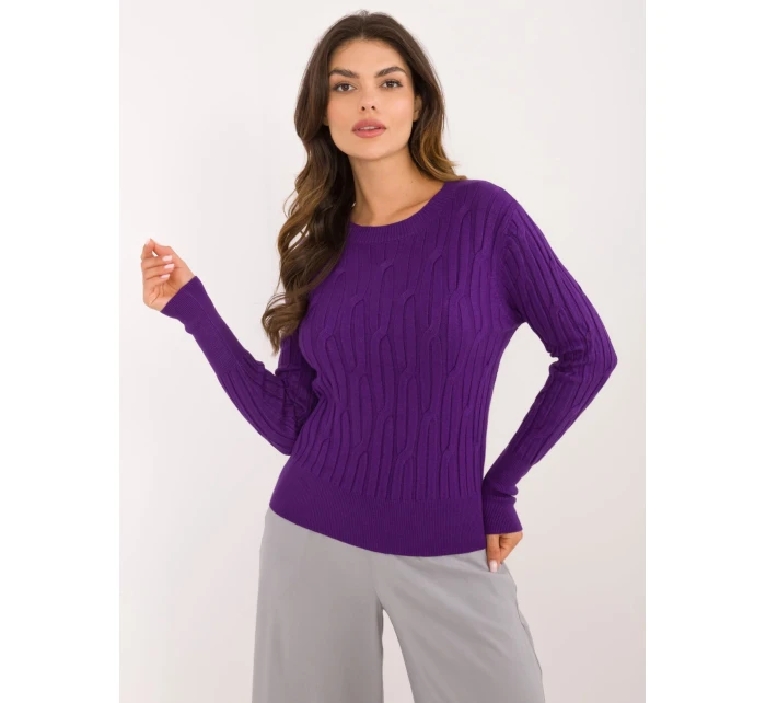 Sweter AT SW  ciemny fioletowy model 20493420 - FPrice