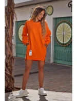 M676 Svetrová tunika so zipsami - oranžová