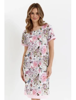 Dámske domáce šaty 476 bielo-ružové - Cana