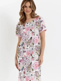 Dámske domáce šaty 476 bielo-ružové - Cana