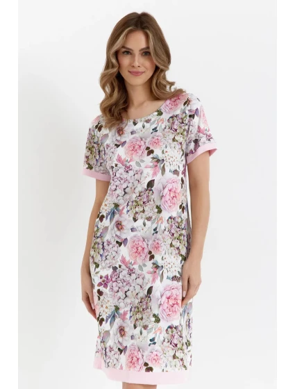 Dámske domáce šaty 476 bielo-ružové - Cana Dámske domáce šaty 476 bielo-ružové - Cana