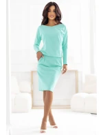 Teplákové šaty s dlouhým rukávem a kapsami  střih s výstřihem na zádech MINT model 21266587 - numoco