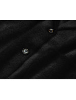 Krátky čierny vlnený prehoz cez oblečenie typu alpaka (7108-1)