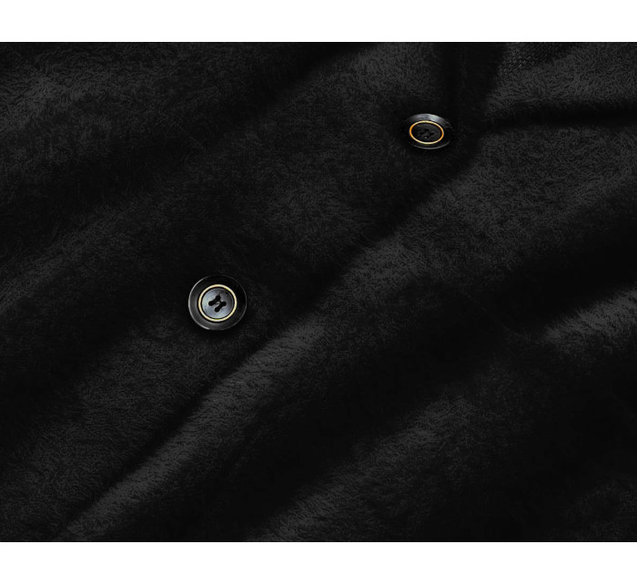 Krátký černý vlněný přehoz přes oblečení typu alpaka (7108-1)