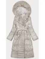 Ann Gissy kabát z ekokože v ecru farbe s kožušinou (AG9-9003)