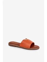Klapki Damskie Eko Skórzane Z Ozdobnymi Detalami Pomarańczowe Mevith Klapki Damskie Eko Skórzane Z Ozdobnymi Detalami Pomarańczowe Mevith