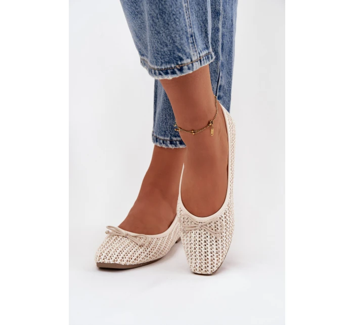 Baleríny S Pletením A Mašlí Ecru model 21744492 - Boto