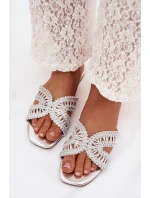 Dámské ploché stříbrné pantofle Fariella