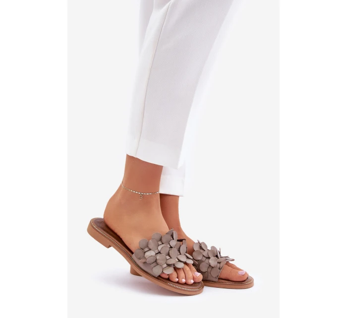 Dámské pantofle na plochém podpatku model 22014107 Taupe Zazoo - ZOiO Dámské pantofle na plochém podpatku model 22014107 Taupe Zazoo - ZOiO