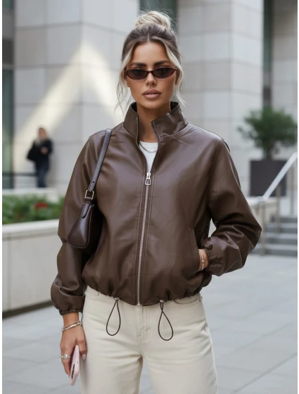 Kurtka damska skórzana brązowa model 22038476 - FashionStreet