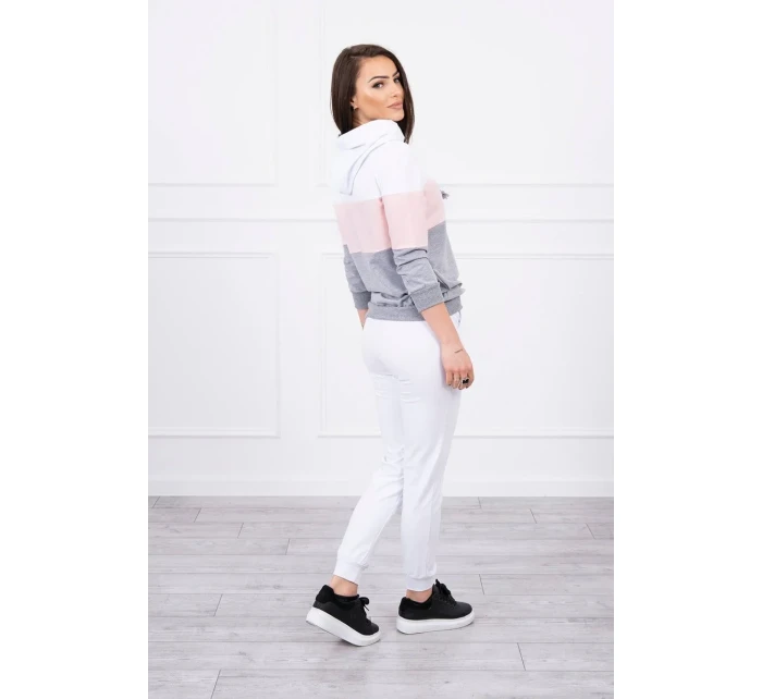 Farebná pruhovaná sada biela + púdrová ružová Farebná pruhovaná sada biela + púdrová ružová