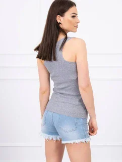 Žebrovaná halenka s šedým model 18743032 - K-Fashion