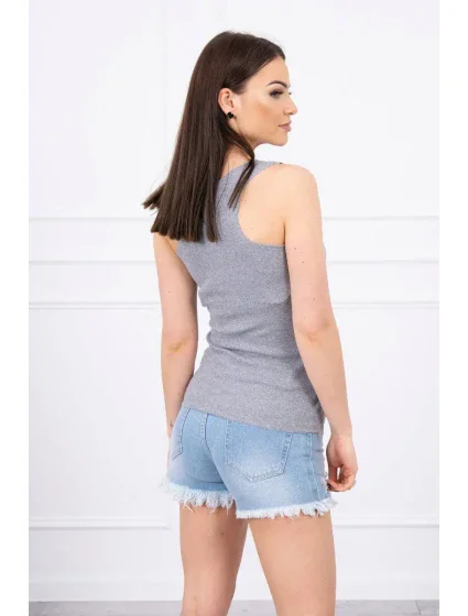 Žebrovaná halenka s šedým model 18743032 - K-Fashion Žebrovaná halenka s šedým model 18743032 - K-Fashion