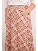 Dámská sukně Plus Size v model 21959128 vzoru s širokým lemem camelová - K-Fashion