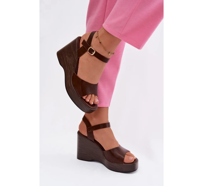 Dámské sandály na platformě Eko kůže Čokoládové Parilisse
